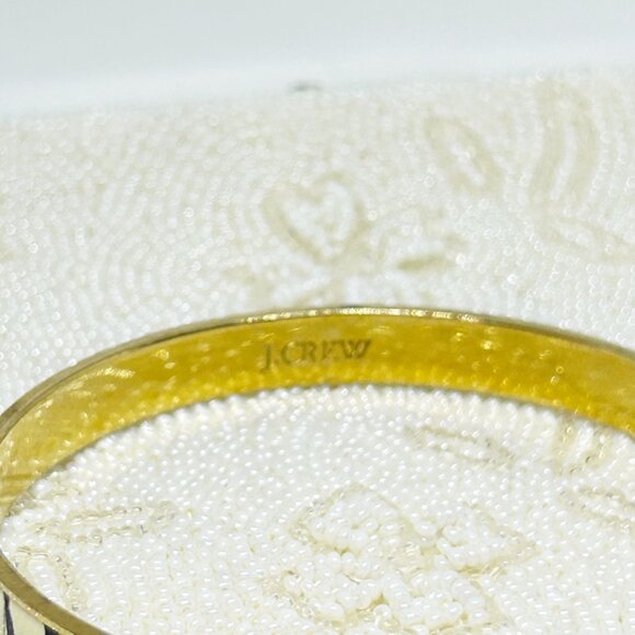 J.Crew Zebra Print Bangle Bracelet Gold-Tone Enamel - Picture 4 of 9